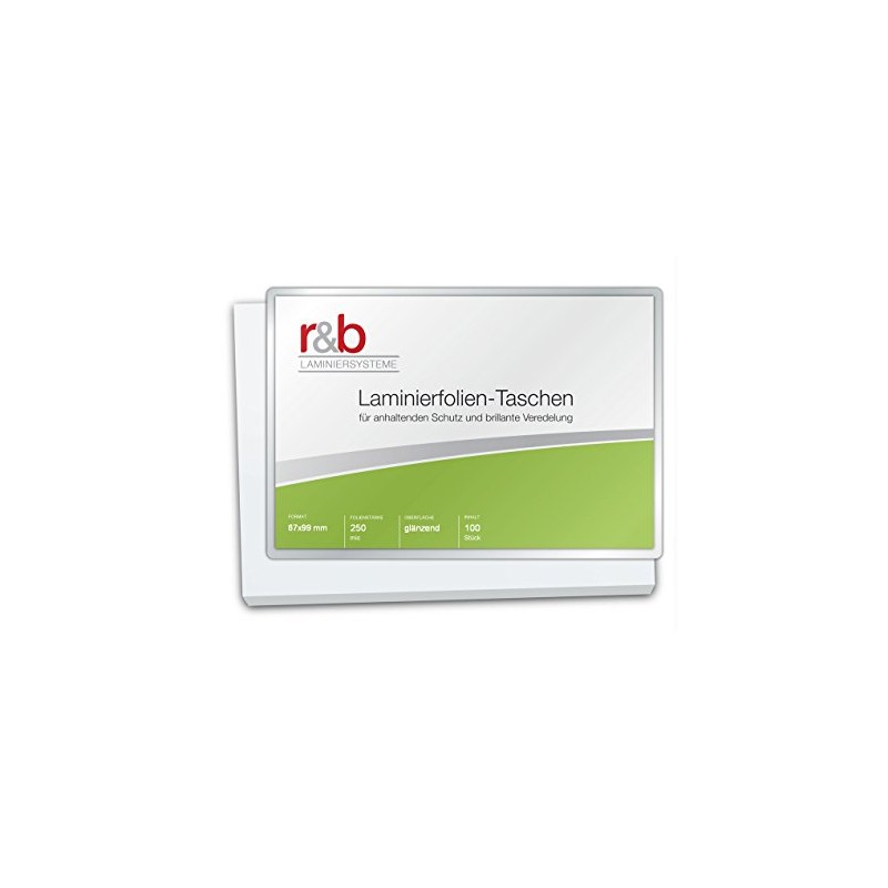 R&B FT-BA-250 Badge Laminating Pouches, 67 x 99 mm, 2