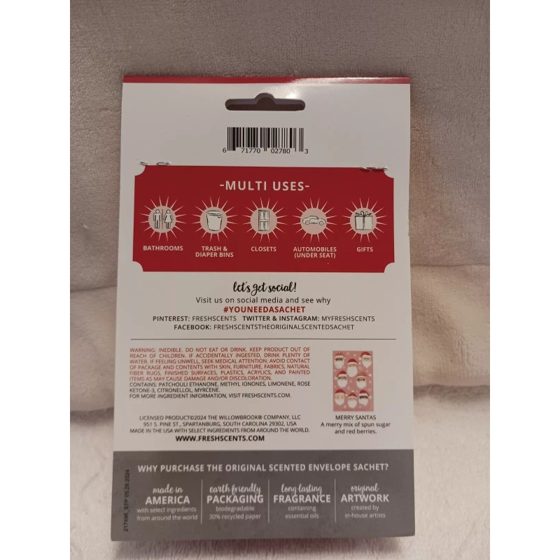 Willowbrook Fresh Scents 3pk Merry Santas Sachet