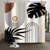 Xiaoterna Boho Sun Line Shower Curtain Retro Abstract Bathroom Curtain