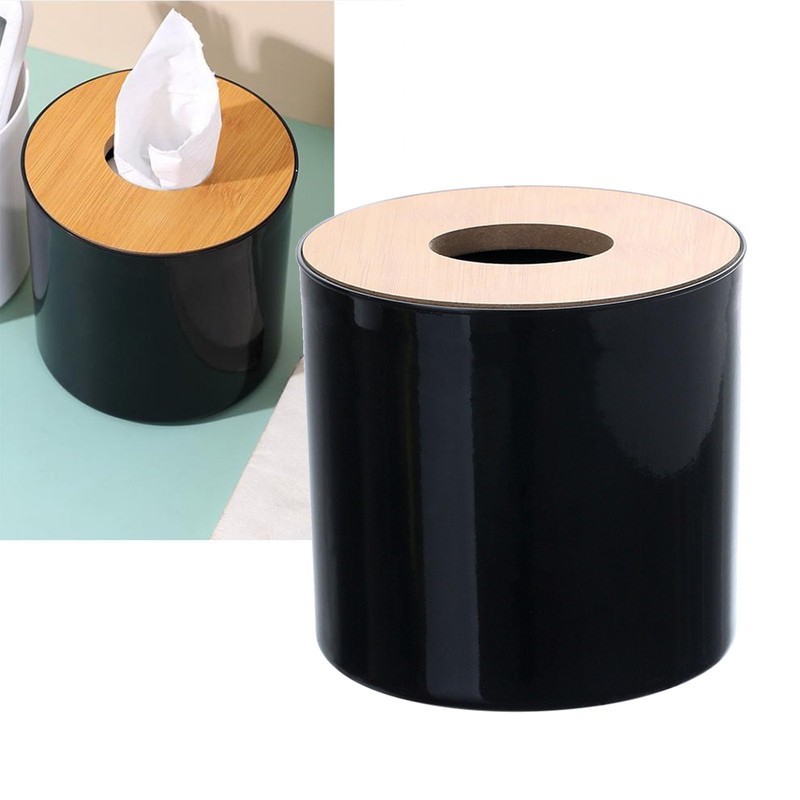 2PCS Roll Tissue Box Holder with Lid, Decorative Round Paper