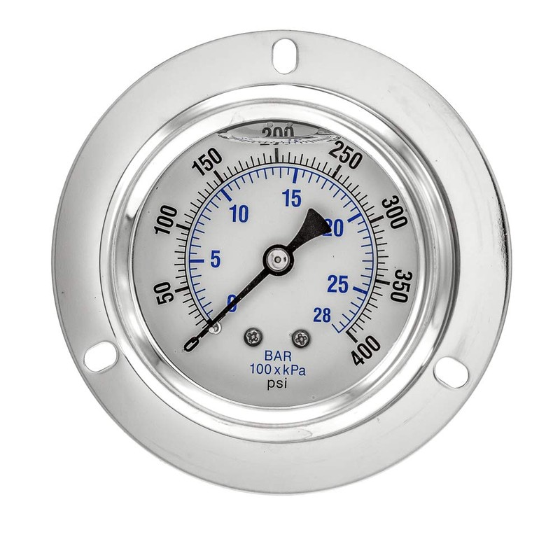 PIC Gauges PRO-204L-254I Panel Mount Front Flanged Glycerin Filled Industrial