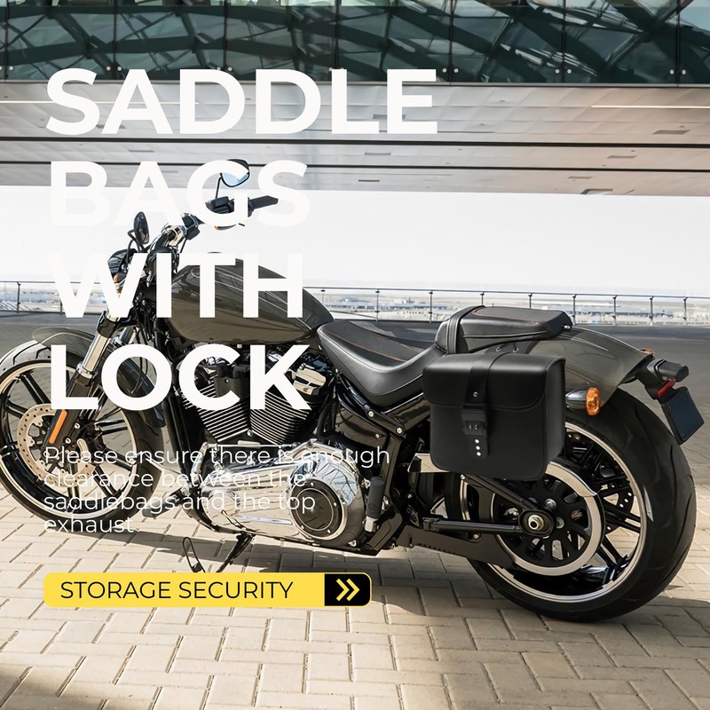 AC-MTORC PU Leather Saddlebags Saddle Bags with Lock for Harley