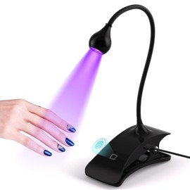 Buqikma UV Nail Lamp - 3W UV Light for Gel Nails 3 Timers Touch Control Nail Lamp with Large Clamp, USB Fast Drying Gel Lamp, Adjustable Gooseneck Nail Light for Professional Salon Home DIY (Black)