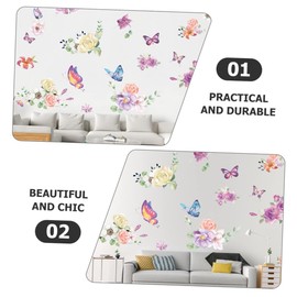 KOMBIUDA 1set Butterflies Peony Wall Decals Floral Stickers for Home Decor Easy Peel and Stick Design for Living Room Bedroom Nursery Each Cute Wall Decor
