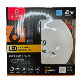 Globe 90933 6" Ultra Slim LED Integrated Recessed Lighting Kit - Designer series