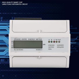 3 Phase KWh Meter,230/400V 5-100A Energy Consumption Digital Electric Power Meter 3 Phase KWh Meter with LCD