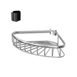 ESSEME Fits Corner Shower Caddy Tension Pole Only: Stainless Steel Waterproof Bathroom Shelf Basket - Medium Size 6.5" D x 10.94" W x 1.97" H