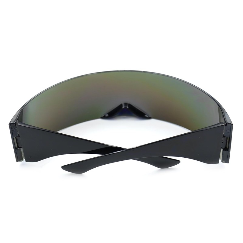 Sarini Futuristic Narrow Cyclops Silver Color Mirrored Lens Visor Sunglasses