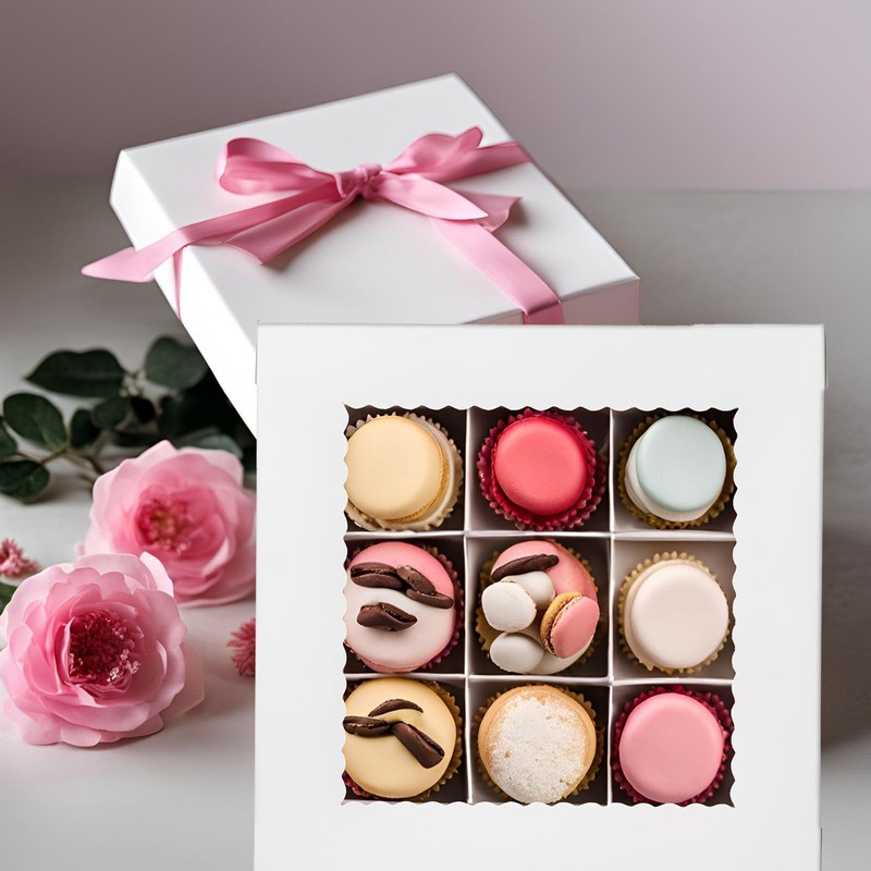 Mefleet 20Pcs 14x14x2.5 Bakery Boxes with Window Pie Boxes for