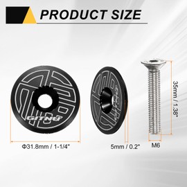 sourcing map 1 1/4" Bicycle Headset Top Cap Cover Aluminum Alloy Cycling Headset Stem with M6 Bolt for Mountain Bike Road MTB, Black