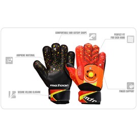 meteor Goalie Gloves for Kids Goalkeeper Gloves Football Goalkeeping Gloves Boys Youth Adult Junior Children Strong Keeper Grip Finger Protection Prevent Injuries Embossed Back Football