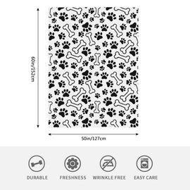 HGOD DESIGNS Dogs Paws and Bones Blanket, Super Soft Dog Paw Throw Blanket 130x150cm Blanket for Bed Couch Chair Fall Winter Camping Living Room Office