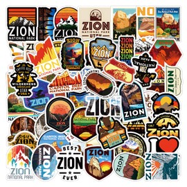 61Pcs Zion Nature Park Stickers Pack, Aesthetic Vinyl Waterproof Stickers for Water Bottle,Skateboard,Laptop,Phone,Journaling,Scrapbooking Decals Gifts for Kids Teens Adults for Party Supply Reward…