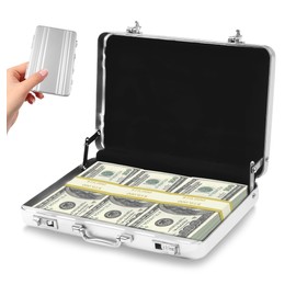 WINKIO Aluminium Money Case with Snap Closure Cheque Gift for Vouchers Wedding Gifts, silver, Compact