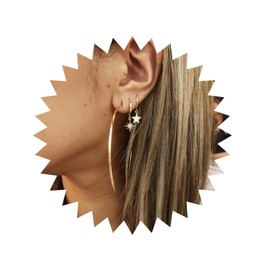 Sttiafay Vintage Exaggerated Circle Dangle Earrings Crystal Star Hoop Earrings Gold Hollow Large Hoop Earrings Circle Star Drop Earrings Jewelry for Women