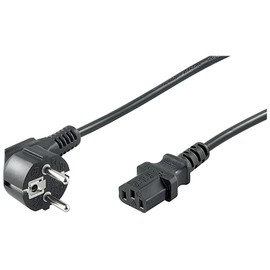 Goobay 50078 IEC Cable 2.5 m / C13 IEC Socket & 90 Degree Protective Contact Plug Angle Plug / Universal PC Monitor PC Power Cable C13 Power Cable / Black / 2.5 m