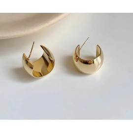 Argollas Gruesas Acero Oro 18k Tender Lihome Aro Moderno Hipoalergénico