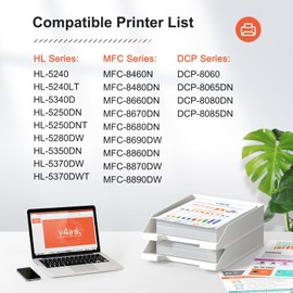 V4INK 1 Pack Black New Replacement for Brother TN580 TN650 Toner Cartridge for use with Brother HL-5370DW, HL-5340D, DCP-8065DN, HL-5240, HL-5250DN