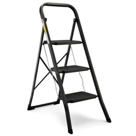 Step Ladder 3-Steps Folding Stool for Adults with Anti-Slip Pedal 330 lbs Capacity for Kitchen Home Black