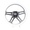 New World Motoring 14" 4 Spoke Black Steering Wheel WHITE