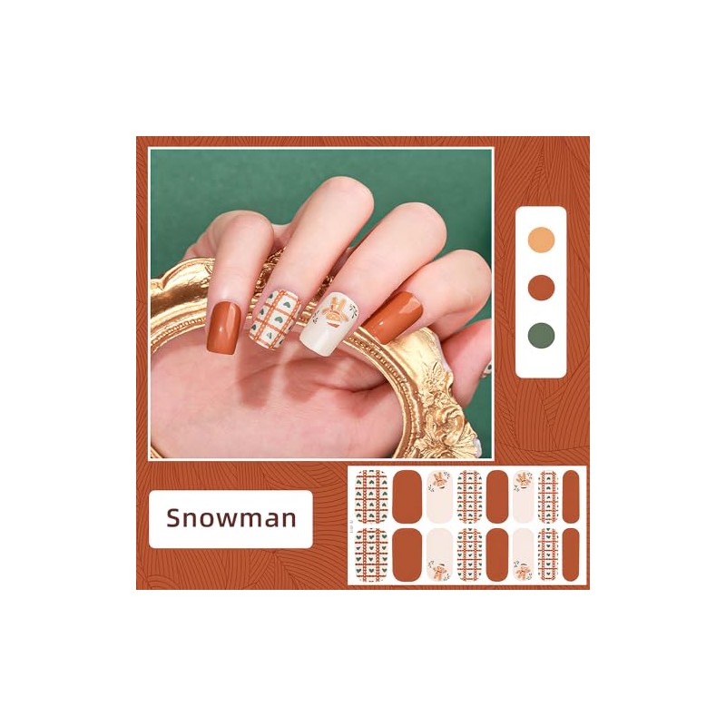 CHANGAR Pegatinas de esmalte de uñas de Navidad con copo