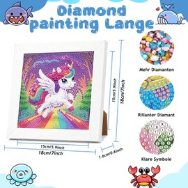 Mafenr Art Children's Diamond Painting with Frame, Cartoon Diamond Painting Children from 4 6 8 10 Years, Diamond Painting Pictures Children for Gifts and Family Décor 18 x 18 cm