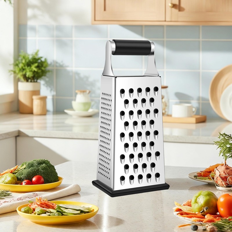 Supercenter Cheese Grater, Size 4-Sided Stainless Steel Box Grater, Food