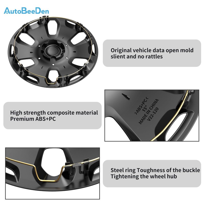 4-Pack Hubcaps Compatible with Ford - CEG/MTD Transit Connect 2010