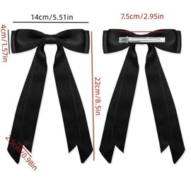 Satin Hair Bows for Women, 2PCS, Black