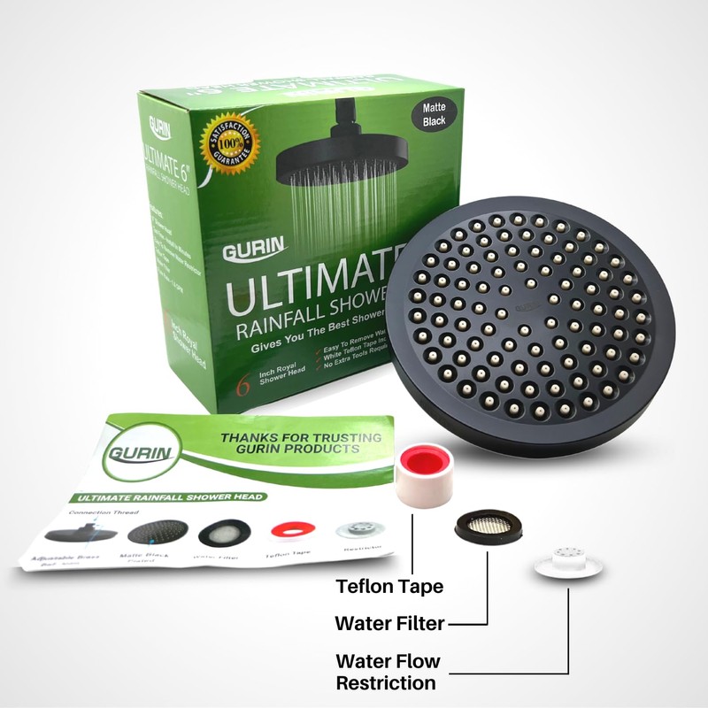 GURIN Shower Head High Pressure Rain, Luxury Bathroom Showerhead with