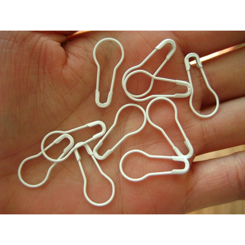 30pcs of Quality White 20mm Calabash Shape Safety Pin Pear