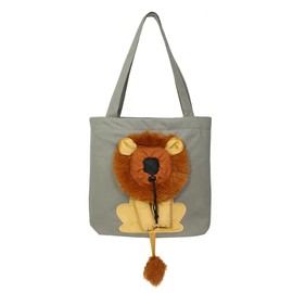 Cat Carrier Bag,Cartoon Lion Pet Canvas Carrier Bag Portable Small Dog Cat Out Bag Foldable Shoulder Bag Multicolor One Size (Gray)