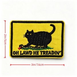 Oh Lawd He Treading Cat Snake Patch Hook and Loop Funny Tactical Morale Embroidered Cool Military Badge 3 * 2 Inch for Backpack Vest Dog Harness Molle Gear Gift for Adults