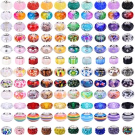 UCLEVER 100 Stück Bunte Perlen zum Auffädeln Perlen mit Großem Loch Kandi Beads Bastelperlen für Armbänder Halsketten Schlüsselanhänger Schmuckherstellung Basteln (Bunt-Mix)
