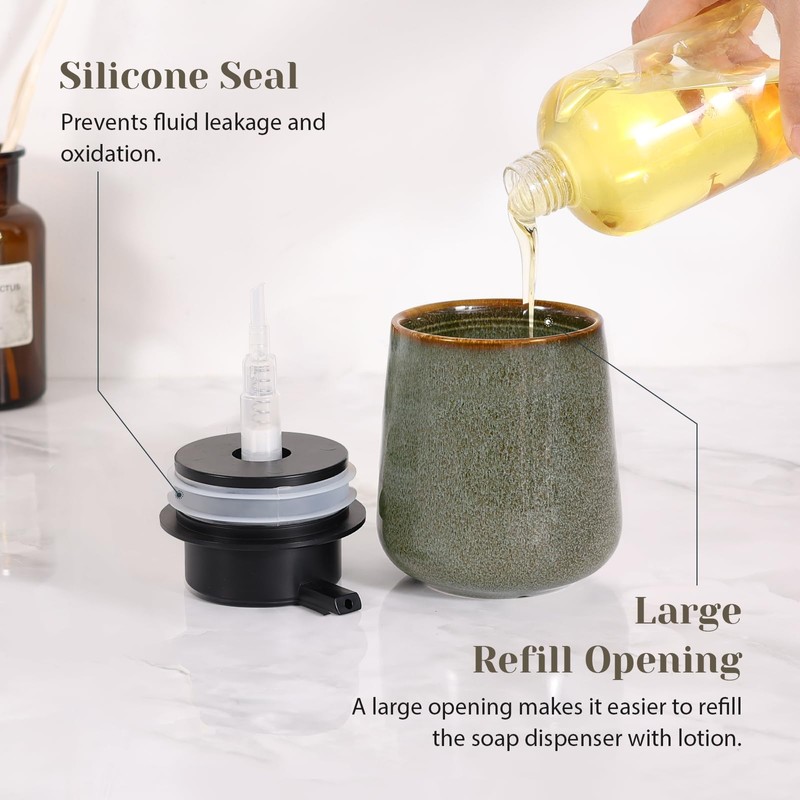 INGOFIN Ceramic Lotion Dispenser - 12 oz Refillable Hand Soap