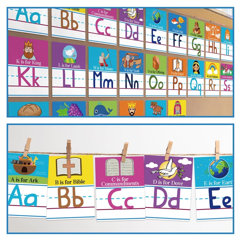 AmazingSpark 26 Pcs Bible Verse Cards Christian Bible Verse Alphabet