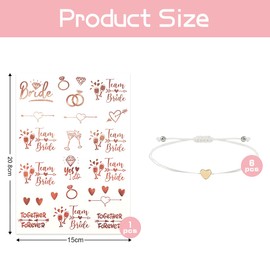 JGA Bracelets Women, JGA Decorative Bride, 6 Pieces Team Bride Bracelets and 1 x Rose Gold Sticker Tattoos, for Stag Party, Dating, Wedding, Accompaniment Gift
