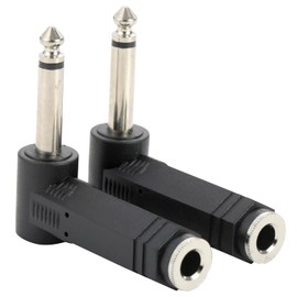 Greluma 2pcs Right Angle 6.35mm TS Male to 6.35mm TS Female Adapter, 1/4" Mono Male to 1/4" Female for Speaker Amplifier Guitar Sound