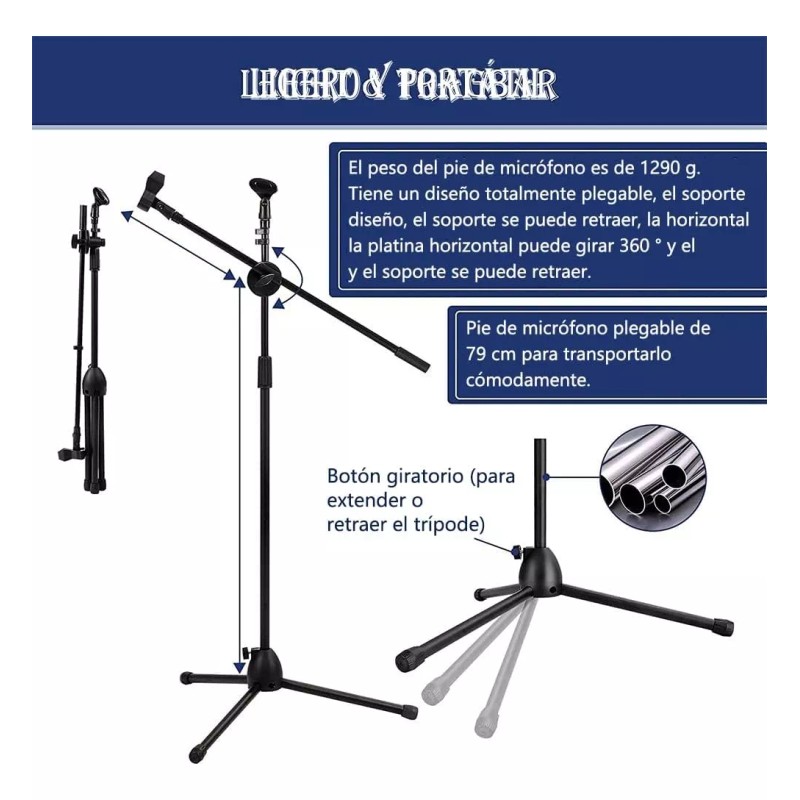 MARZSEFLO Pedestal Para Microfono Base Doble Boom Atril Profesional