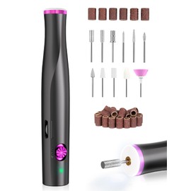 Electric Nail File, Cordless Nail Drill with LED Light for Gel Nails, Rechargable 22000RPM E File Nail Dremel Tool Manicure, 11 in 1 Nail Drill Machine Kit for Home Manicure Pedicure, Green