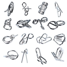 IQ Puzzle Puzzle Set, 3D Brainteaser Metal Puzzle IQ Games Set, Patience Games for Children, IQ Games, Puzzle Ring, Gifts for Adults, Students and Children, Pack of 16