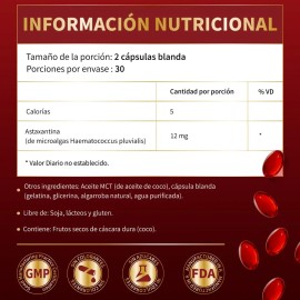 3 Astaxantina 12mg 60 Cápsulas Blandas Antioxidante