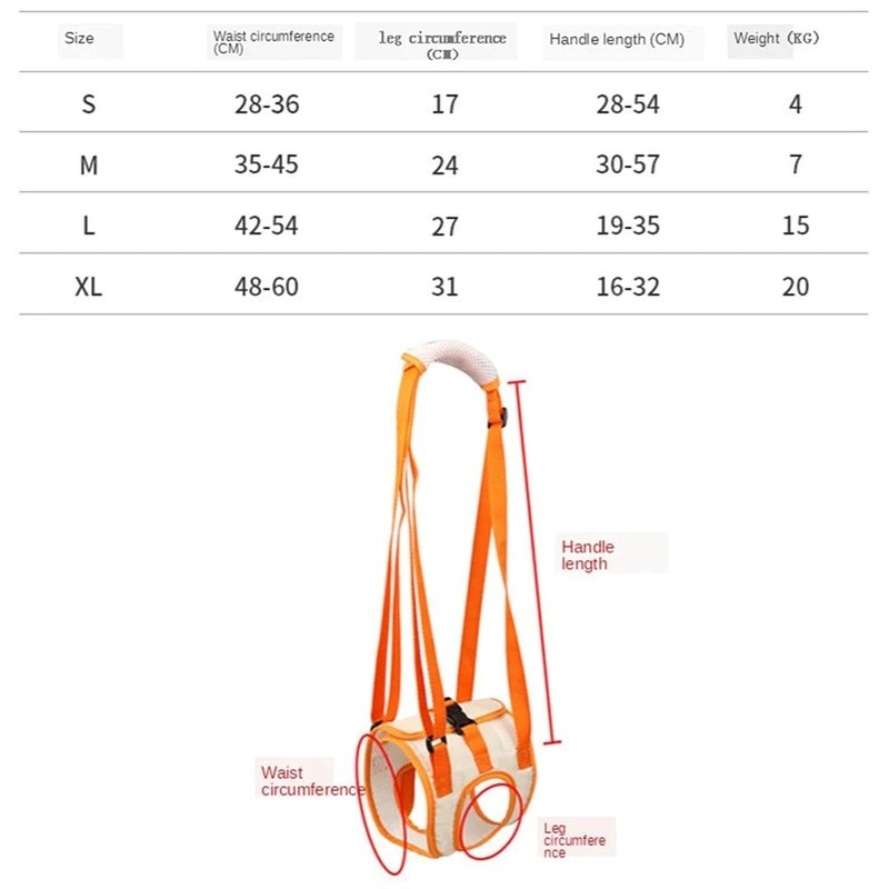 Portable Hind Leg Strap Adjustable for Small Medium Dogs (XL)