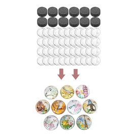 72-Piece Craft Magnets Glass Magnet Set - Adhesive Backed Transparent Glass Cabochons for DIY Refrigerator Magnets, Round Shape, 1.2 Inch/30mm Diameter