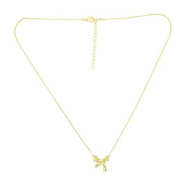 Charlotte & Lexi Sterling Silver Bow Necklace, Gold Plated, 16+2 Inch Chain