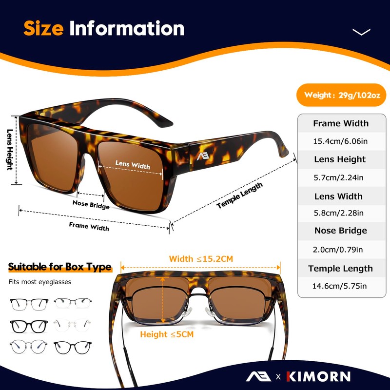kimorn Polarized Sunglasses Fit Over Glasses for Men Women, Oversized