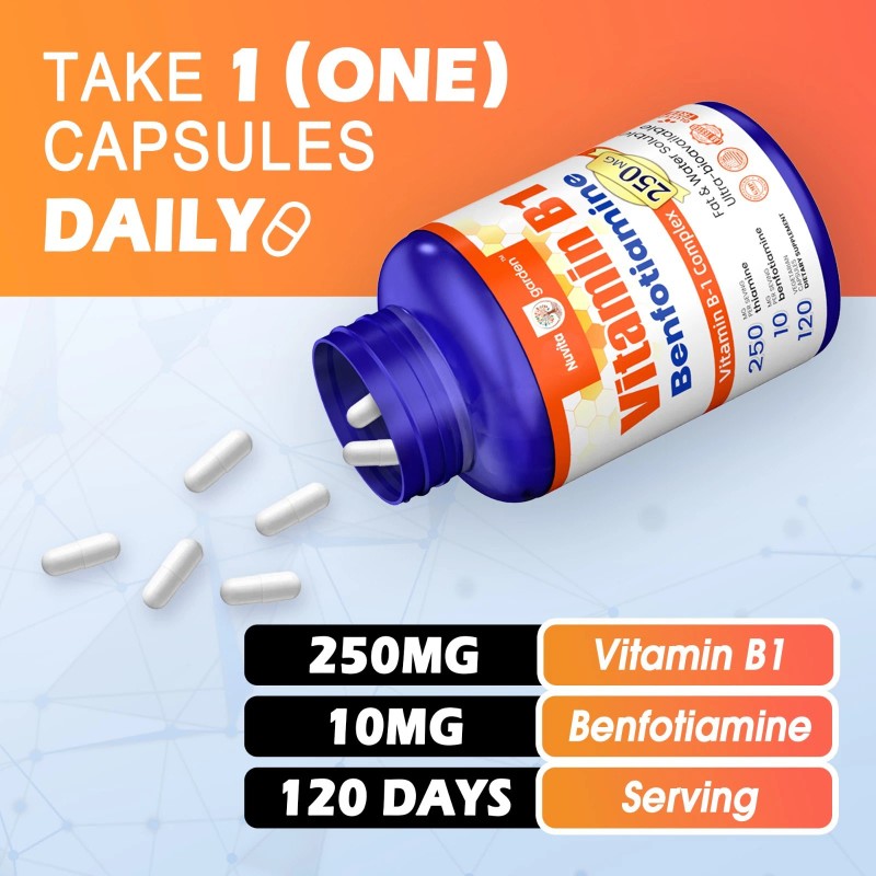 NuvitaGARDEN (3 Pack) Vitamin B-1 250 mg 360 Vegetable Capsules