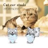 JUSTKIDSTOY Hypoallergenic Cat Earrings 925 Sterling Silver Cute Animal Kitten