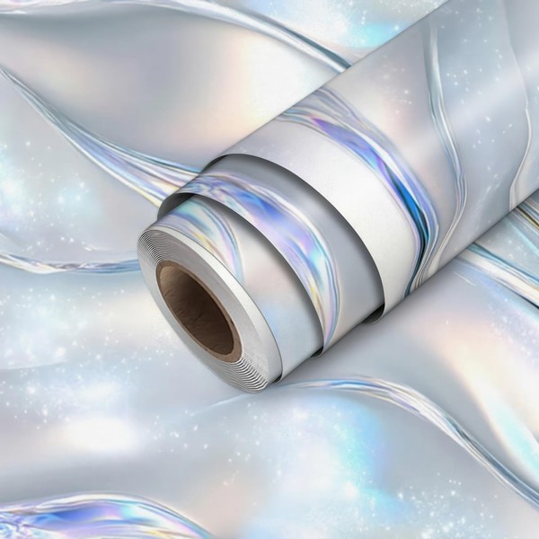 HOMETITUTE Pearl Iridescent Wave Surface Wallpaper Peel and Stick Contact