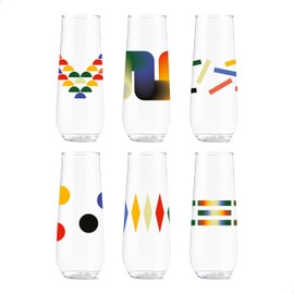 TOSSWARE POP 9oz Flute Extraordinary Together Series, SET OF 6, Premium Quality, Recyclable, Unbreakable & Crystal Clear Plastic Printed Glasses